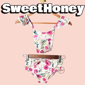SweetHoney Girl's Floral Two Piece Swimwear 8Y